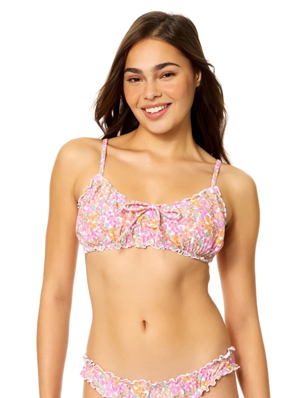 Raisins Pink Multi Floral Smocked Bandeau Top